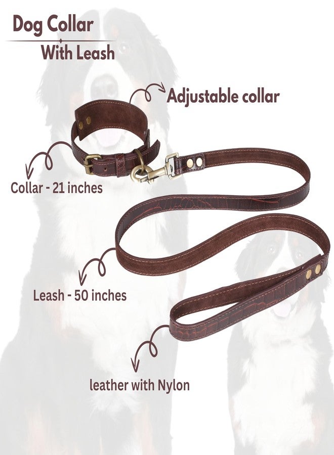Light & Pro Lightnpro Genuine Leather Dog Collar & Leash Set - Adjustable 18" Collar with Metal Buckle & Reinforced Nylon Leash - Durable Walking & Training Gear for Large Breeds - Image 5